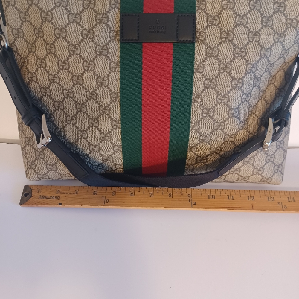 Gucci Supreme GG Leather Trim Unisex Messenger Crossbody Bag - Picture 12 of 13